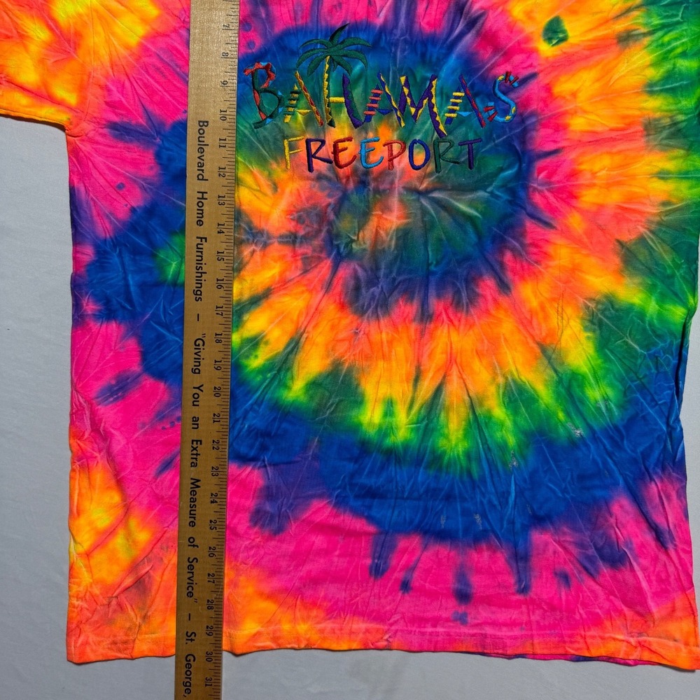 All Sport Tie Dye Bahamas Freeport Embroidered T-Shirt Mens XL Rainbow Souvenir - Picture 3 of 9